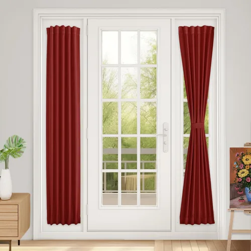 Vista 13 de Vatge Cortinas laterales autoadhesivas para puertas de cristal, sin taladro, extraíble, panel de filtrado de luz, 1 panel, 12 pulgadas de ancho x 60