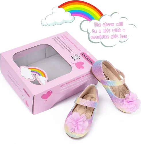 Vista 4 de ADAMUMU Toddler Dress Shoes Flower Girl Shoes for Weeding Cute Toddler Mary Jane Shoes Lace Flore Ballet Flat for Walking, Jumping