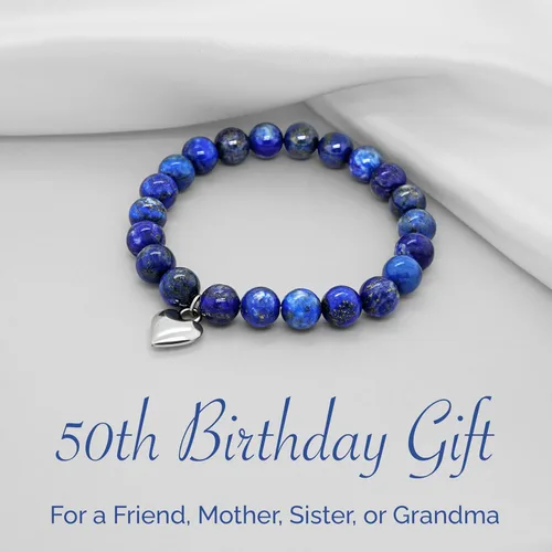Vista 3 de OLGAS GEMS Regalos geniales para mujer de 50 años Pulsera de hitos de cumpleaños 50 y tarjeta de mensaje significativa, regalos hermosos