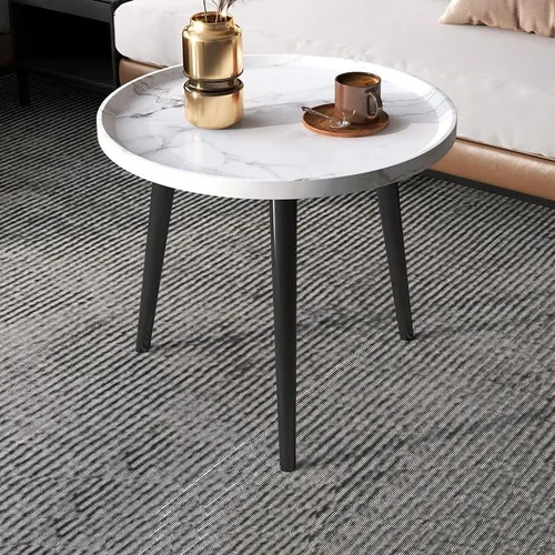 Vista 12 de Mesa auxiliar, moderna mesa de centro pequeña con 3 patas, mesa de cóctel de madera, mesa auxiliar de centro retro para sala de estar, fácil Negro