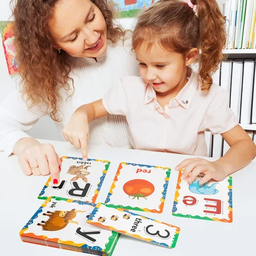 Vista 7 de D-FantiX Juego de 58 tablones de anuncios del alfabeto y números, tarjetas educativas de manuscritos para preescolar, números del alfabeto