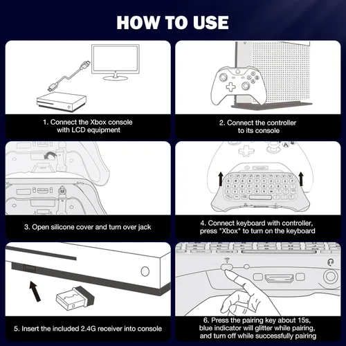Vista 7 de MoKo RGB Backlight Keyboard for Xbox One Controller, Xbox Series XS, Wireless Chatpad Keypad w 2.4G Receiver, Xbox Accessories for Xbox One SElite