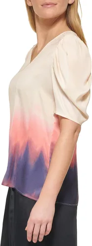 Vista 3 de DKNY Blusa de manga abombada para mujer Easy Everyday Top