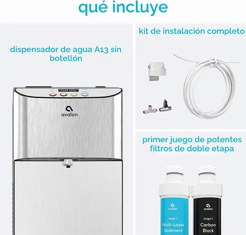 Vista 4 de Avalon Dispensador de agua eléctrico sin botella, 3 temperaturas, reloj digital con control de temperatura, autolimpieza, acero inoxidable