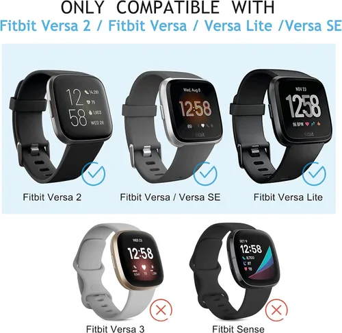 Vista 3 de Paquete de 8 correas deportivas compatibles con Fitbit Versa 2, correas de repuesto clásicas de silicona suave para reloj inteligente Fitbit Versa 2