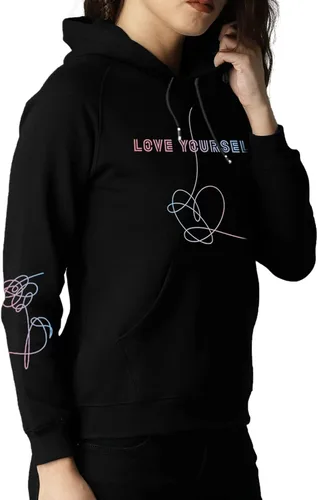 Vista 3 de Yuxrytue Sudadera con capucha para mujer y niña, Bangtan Boys K-POP de Jungkook Suga Jin V sin botones con cordón