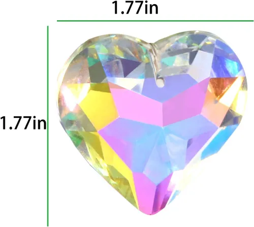 Vista 5 de Together-life Paquete de 2 colgantes de prisma de bola de cristal con forma de corazón, atrapasoles de cristal transparente para ventana, decoración