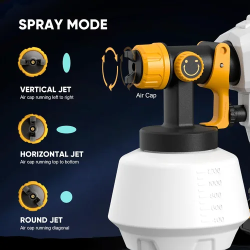 Vista 4 de Pulverizador de pintura inalámbrico para batería Dewalt de 20 V MAX, pistola de pintura en aerosol HVLP con motor sin escobillas y recipiente
