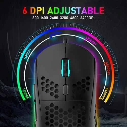 Vista 9 de Combo de teclado y mouse mecánicos con cable al 60%, mini 62 teclas ultracompactas, efectos retroiluminados de arco iris tipo C Chroma 20