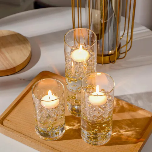Vista 5 de Shihanee 15 jarrones de cristal para velas, soportes cilíndricos Dorado