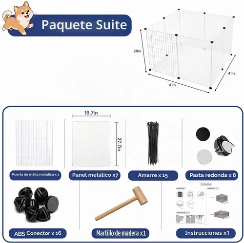 Vista 2 de BRIAN & DANY Dog Playpen Portable for Small Animals, Dog Play Pen Indoor, Transparent Pet Playpen for Puppies, Cats, 40" L x 40" W x 28" H