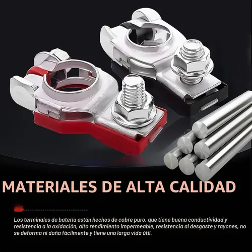 Vista 3 de 2 conectores de terminal de batería, adaptador de poste superior de terminal de batería positivo y negativo, terminales de batería con parte