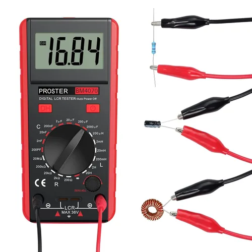 Vista 5 de Proster Medidor LCR - Probador de Resistencia de Inductancia y Capacitancia Multímetro con Autodescarga y Pantalla de Sobrecarga