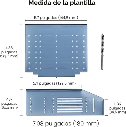 Vista 2 de Ravinte - Kit de plantillas de instalación de herrajes para cajones de puerta de gabinete, pequeño, 1 paquete Broca incluida, diseño de plantilla