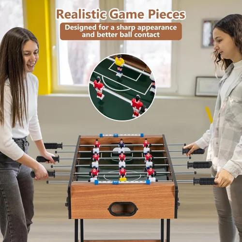 Vista 3 de Goplus Mesa de futbolín plegable, mesa de fútbol de madera de 27 pulgadas con 2 balones de fútbol y guardadores de puntuación, juego de fútbol