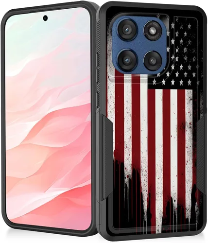 Vista 30 de Funda para Moto G Play 4G 2024, resistente de doble capa híbrida de policarbonato duro, goma suave, a prueba de golpes, funda protectora resistente