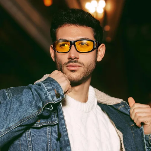 Vista 5 de URUMQI Gafas de conducción de visión nocturna para hombres y mujeres, lentes polarizados antirreflejos, lentes de alta definición amarillas