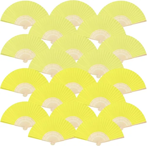 Vista 8 de FEPITO 20 abanicos plegables de papel de mano con bambú para regalo de boda, fiesta, hogar, multicolor