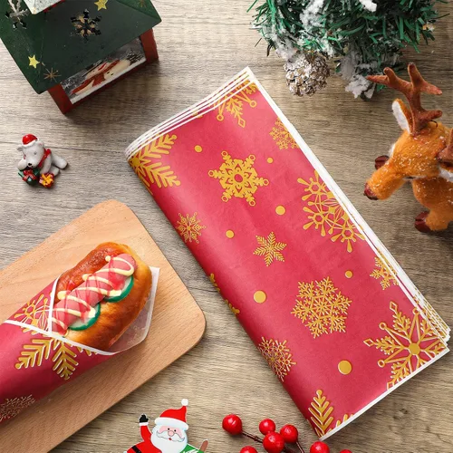 Vista 4 de Yahenda 150 piezas de papel de cera de Navidad, copos de nieve, otoño, Acción de Gracias, decorativo, impermeable, para panadería, resistente a