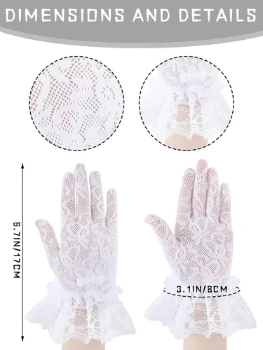 Vista 5 de 2 Pieces First Communion White Veil and Gloves Set First Holy Communion Accessories for Kids Wedding Party Costume