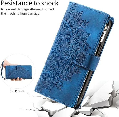 Vista 7 de Asuwish Funda de teléfono para Samsung Galaxy S9 Plus con protector de pantalla de vidrio templado y correa para la muñeca Mandala Flower Flip
