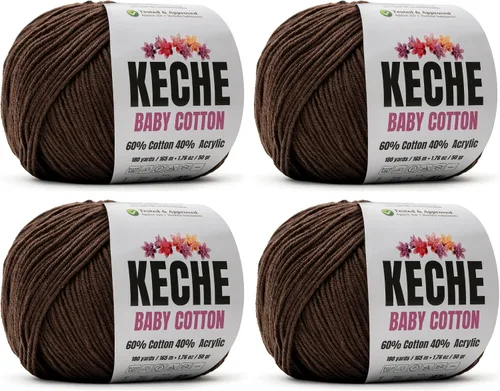Vista 45 de Keche Hilo de Algodón, 60% Algodón 40% Hilo Acrílico, Hilo de Algodón Suave para Crochet y Tejer, Hilo Amigurumi 1 Madeja/Bola 1.76 Oz (50g) / 180