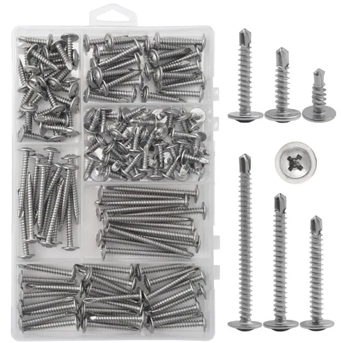 Vista 10 de JEGONFRI #8 Kit surtido de tornillos de madera negra con cabeza de armadura modificada, 132