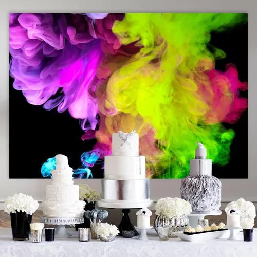Vista 5 de Telón de fondo artístico de 7 x 5 pies para fotografía de humo colorido arco iris para adultos, fiesta, retrato, sesión de fotos, habitación