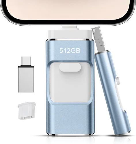 Vista 8 de 512GB Flash Drive[No App Required] Intended for Phone Tablet Androidphone and Computers, 4 in 1 Photo Stick for Phone Memory Storage Easily Backup