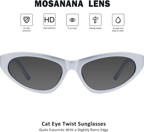 Vista 2 de mosanana Y2K Cat Eye - Lentes de sol modernos para mujeres y hombres, modelo KELSEY