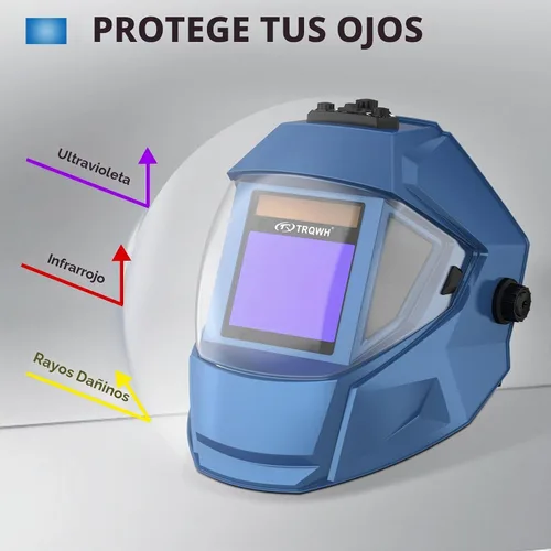 Vista 6 de TRQWH - Casco de soldadura con vista panorámica, oscurecimiento automático, color real, máscara de soldadura con sensor de 4 arcos, visualización