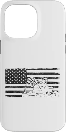 Vista 21 de iPhone 16 Go Kart Racing American Flag Vintage Case