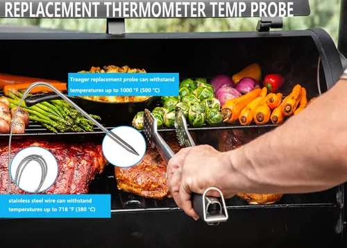 Vista 4 de Repuesto para sonda de carne Traeger, compatible con parrillas de pellets de madera Traeger y ahumador, equipado con kit de soporte de parrilla