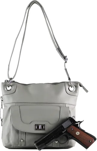 Vista 2 de Roma Leathers - Bolso bandolera con cierre torcido, talla única , Gris