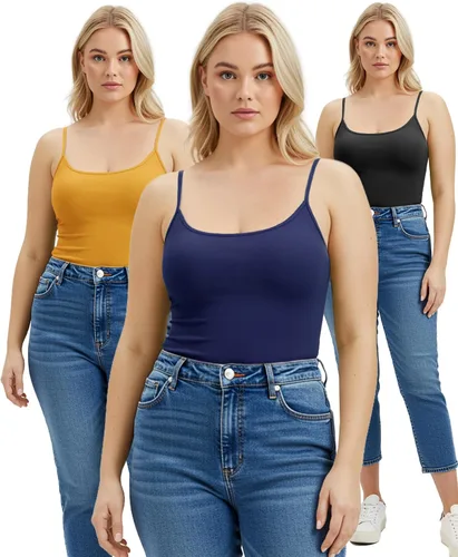 Vista 387 de Emmalise Camisola larga casual básica para mujer, con tirantes ajustables, top en capas