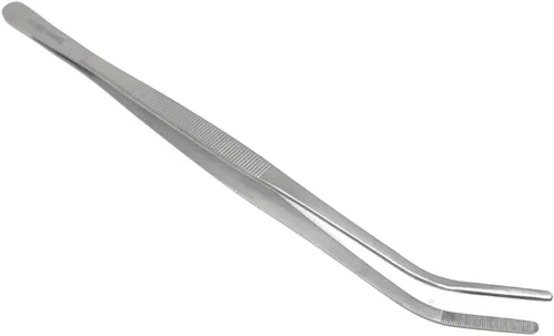 Vista 10 de Pinzas multiusos de mango largo, pinzas de acero inoxidable rectas y curvas, puntas dentadas romas con cómodo mango acanalado para un agarre fuerte