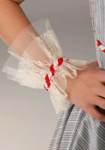 Vista 6 de Disfraz de payaso malvado para niña, vestido de payaso asesino con leggings, puños de muñeca y tobillos. Diseño clásico espeluznante, pequeño