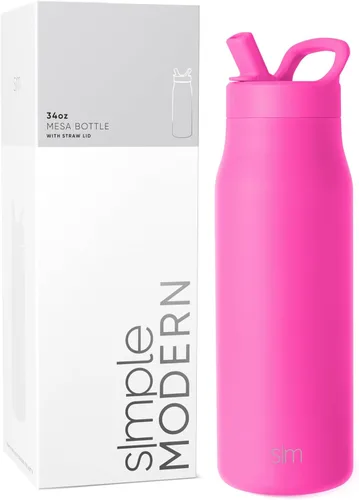 Vista 41 de Simple Modern Botella de agua con tapa de pajilla Termo de acero inoxidable aislado Botellas de agua reutilizables para viajes para gimnasio