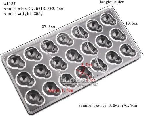 Vista 2 de 21 cavidades botella calabaza cucurbit maní forma policarbonato PC chocolate molde cubo hielo molde chocolate chocolate hacer moldes DIY