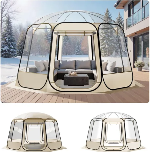 Vista 12 de VEVOR Pop up Sports Tent, 8 Sizes Optional Clear Bubble Tent for 1-6 Person, Waterproof Outdoor Pod with Floor Mat & Top Cover, Garden Igloo Dome