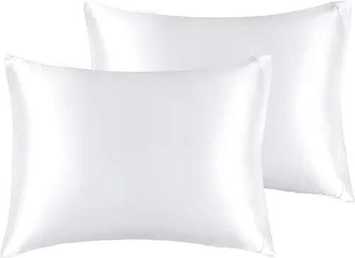 Vista 121 de BEDELITE Funda de almohada de satén para cabello y piel, súper suave y refrescante similar a las fundas de almohada de seda, paquete de 2 con cierre