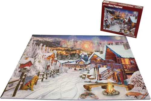 Vista 4 de Vermont Christmas Company Rompecabezas de 1000 piezas para parque infantil de invierno