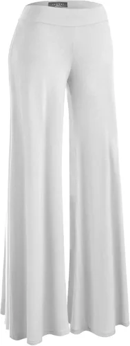 Vista 83 de Made By Johnny Pantalones palazzo elásticos de pierna ancha para mujer, lisos, casuales, cómodos