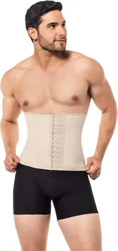 Vista 4 de Forma Tu Cuerpo, Faja Colombiana, Entrenador de cintura para mujer, 3 ganchos, faja moldeadora para control de abdomen, corsé beige