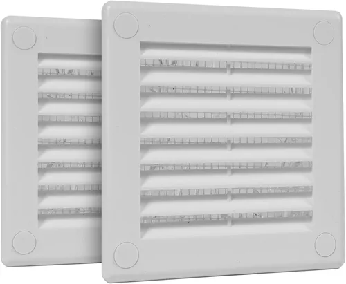 Vista 18 de Paquete de 2 cubiertas cuadradas de ventilación de aire de 4" x 4" (tamaño exterior) - Deflector de ventilación de plástico negro - Malla