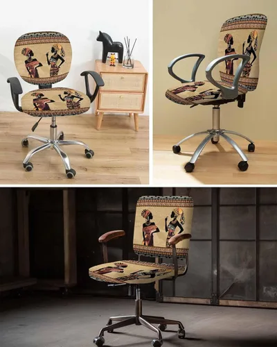 Vista 3 de Fundas para silla de oficina para mujeres africanas, elásticas, 2 piezas, suave, decorativo, protector para silla de escritorio, protector universal