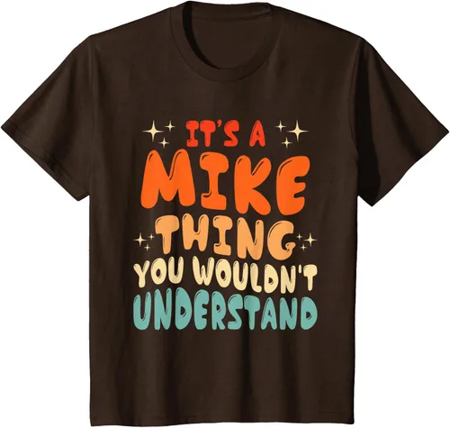 Vista 48 de Camiseta retro de los años 80 con texto en inglés "It's A Mike Thing You Wouldn't Understand", Negro