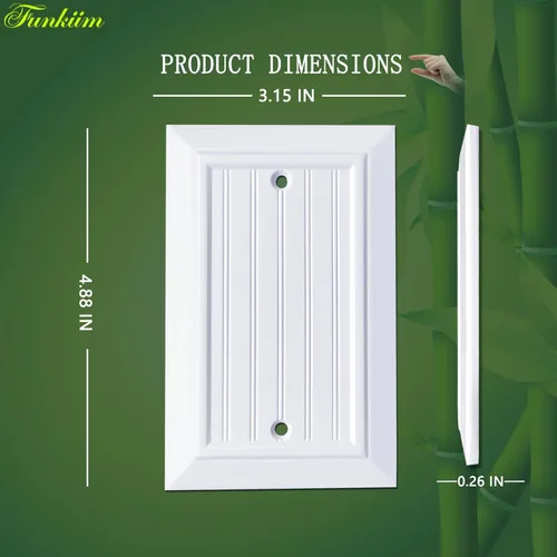 Vista 2 de Placas de pared clásicas de tablilla ranurada blanco puro, cubiertas de interruptor de luz, cubiertas de tomacorrientes eléctricos, placas