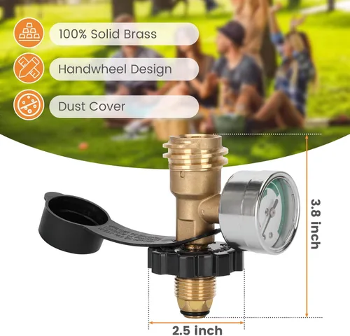Vista 12 de Adaptador de medidor de tanque de propano de 100 libras que convierte la válvula de tanque POL LP a QCC1, medidor de propano actualizado para tanque
