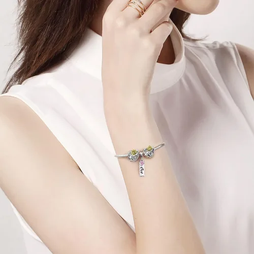 Vista 4 de DALARAN 925 Sterling Silver Mother Daughter Sister Wife Friend Grandma Charms Bead for Charm Bracelet Necklace